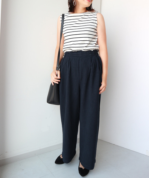 AMERICAN HOLIC（アメリカンホリック）の「・ハイウエストタックワイドパンツ○（その他パンツ・レディース・ネイビー/ブラック系その他3/カーキ/ブラウン系その他4/ベージュ・L/M）」の14枚目の写真