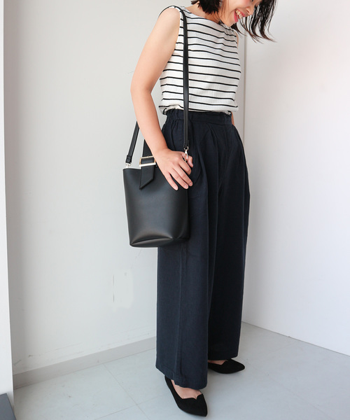 AMERICAN HOLIC（アメリカンホリック）の「・ハイウエストタックワイドパンツ○（その他パンツ・レディース・ネイビー/ブラック系その他3/カーキ/ブラウン系その他4/ベージュ・L/M）」の15枚目の写真