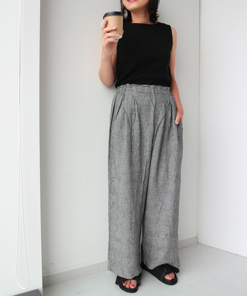 AMERICAN HOLIC（アメリカンホリック）の「・ハイウエストタックワイドパンツ○（その他パンツ・レディース・ネイビー/ブラック系その他3/カーキ/ブラウン系その他4/ベージュ・L/M）」の16枚目の写真