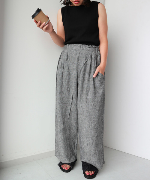 AMERICAN HOLIC（アメリカンホリック）の「・ハイウエストタックワイドパンツ○（その他パンツ・レディース・ネイビー/ブラック系その他3/カーキ/ブラウン系その他4/ベージュ・L/M）」の17枚目の写真