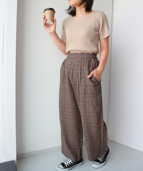 AMERICAN HOLIC（アメリカンホリック）の「・ハイウエストタックワイドパンツ○（その他パンツ・レディース・ネイビー/ブラック系その他3/カーキ/ブラウン系その他4/ベージュ・L/M）」の18枚目の写真