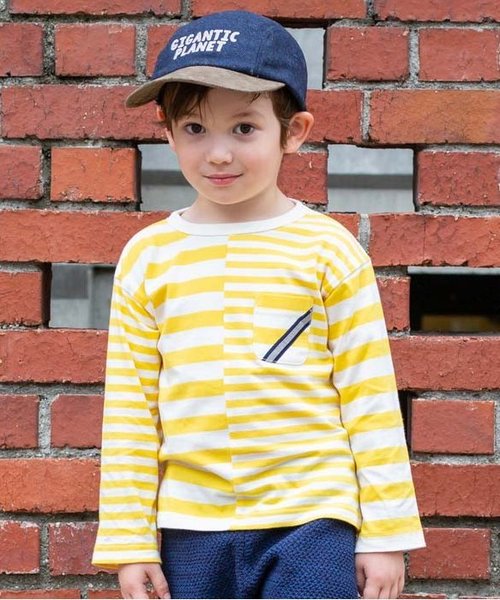 BREEZE(ブリーズ)の「ネット限定 切替ボーダーTシャツ(Tシャツ/カットソー・キッズ・ブラック/ネイビー/イエロー・80/90/95/100/110/120/130/140)」の3枚目の写真