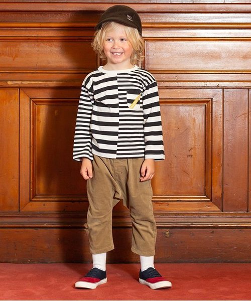 BREEZE(ブリーズ)の「ネット限定 切替ボーダーTシャツ(Tシャツ/カットソー・キッズ・ブラック/ネイビー/イエロー・80/90/95/100/110/120/130/140)」の4枚目の写真