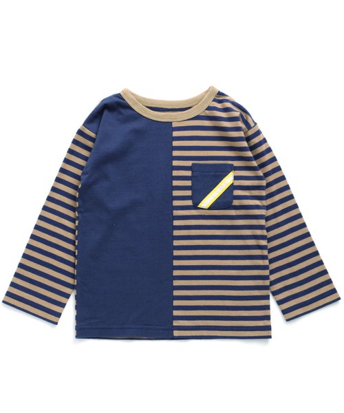 BREEZE(ブリーズ)の「ネット限定 切替ボーダーTシャツ(Tシャツ/カットソー・キッズ・ブラック/ネイビー/イエロー・80/90/95/100/110/120/130/140)」の15枚目の写真