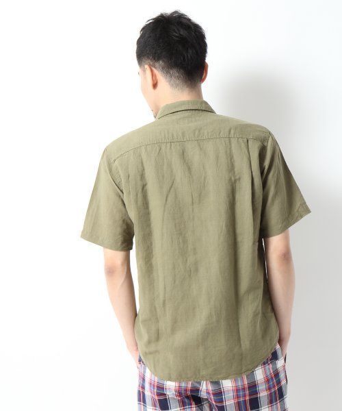 GLOBAL WORK（グローバルワーク）の「【GLOBAL WORK】綿麻サファリシャツ（シャツ/ブラウス・メンズ・グリーン/ベージュ・LARGE/MEDIUM/SMALL/X-LARGE）」の4枚目の写真