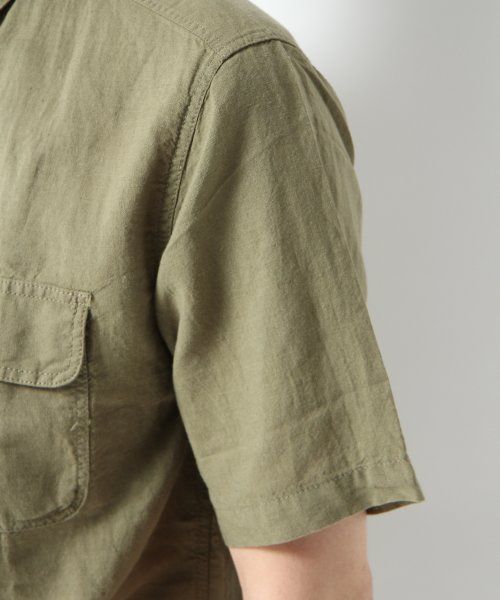GLOBAL WORK（グローバルワーク）の「【GLOBAL WORK】綿麻サファリシャツ（シャツ/ブラウス・メンズ・グリーン/ベージュ・LARGE/MEDIUM/SMALL/X-LARGE）」の6枚目の写真