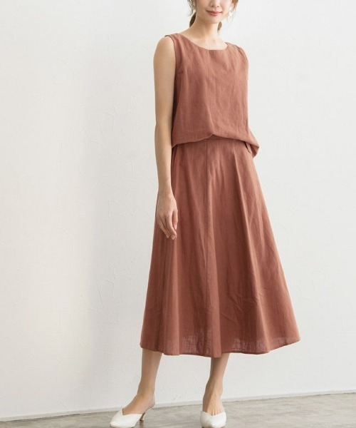 Pierrot（ピエロ）の「綿麻フレアスカート セットアップ（スカート・レディース・ベージュ/カーキ/ネイビー/アイボリー/オレンジ系その他/ブラウン系その他・M/L）」の19枚目の写真