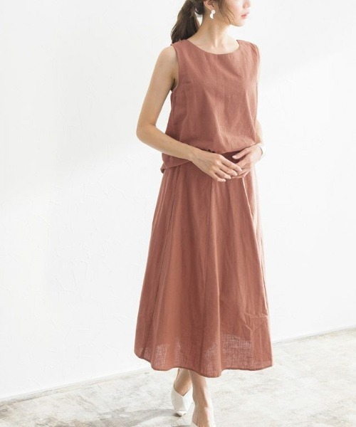 Pierrot（ピエロ）の「綿麻フレアスカート セットアップ（スカート・レディース・ベージュ/カーキ/ネイビー/アイボリー/オレンジ系その他/ブラウン系その他・M/L）」の17枚目の写真