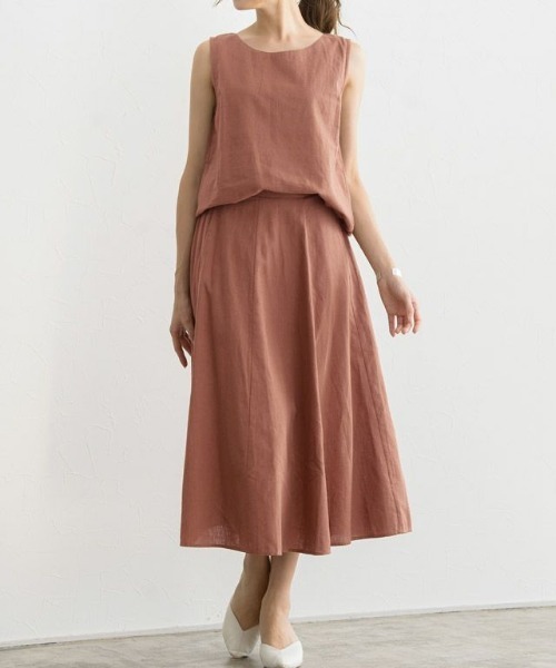 Pierrot（ピエロ）の「綿麻フレアスカート セットアップ（スカート・レディース・ベージュ/カーキ/ネイビー/アイボリー/オレンジ系その他/ブラウン系その他・M/L）」の9枚目の写真