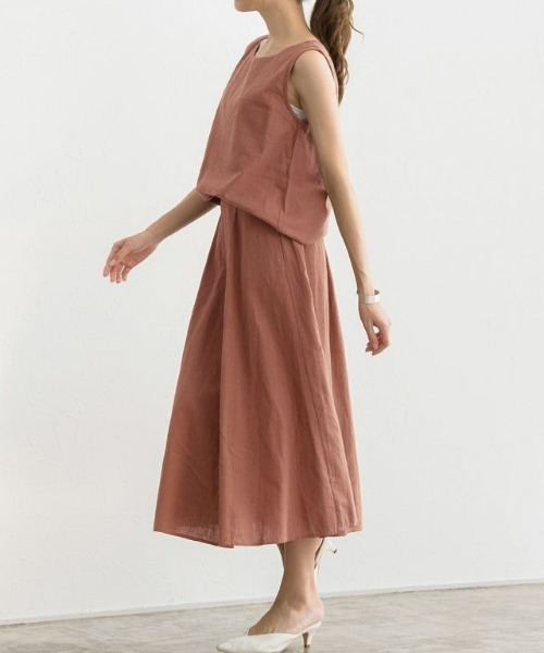 Pierrot（ピエロ）の「綿麻フレアスカート セットアップ（スカート・レディース・ベージュ/カーキ/ネイビー/アイボリー/オレンジ系その他/ブラウン系その他・M/L）」の8枚目の写真