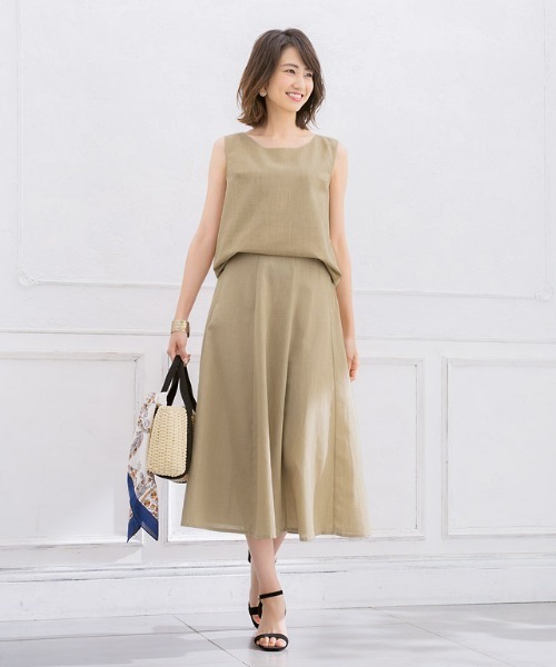 Pierrot（ピエロ）の「綿麻フレアスカート セットアップ（スカート・レディース・ベージュ/カーキ/ネイビー/アイボリー/オレンジ系その他/ブラウン系その他・M/L）」の16枚目の写真