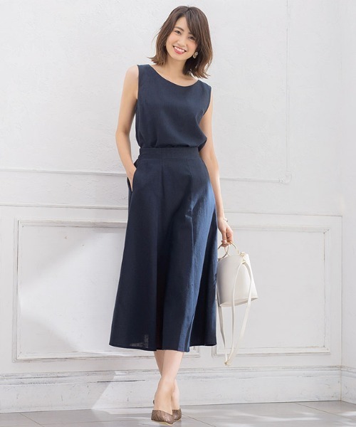 Pierrot（ピエロ）の「綿麻フレアスカート セットアップ（スカート・レディース・ベージュ/カーキ/ネイビー/アイボリー/オレンジ系その他/ブラウン系その他・M/L）」の13枚目の写真