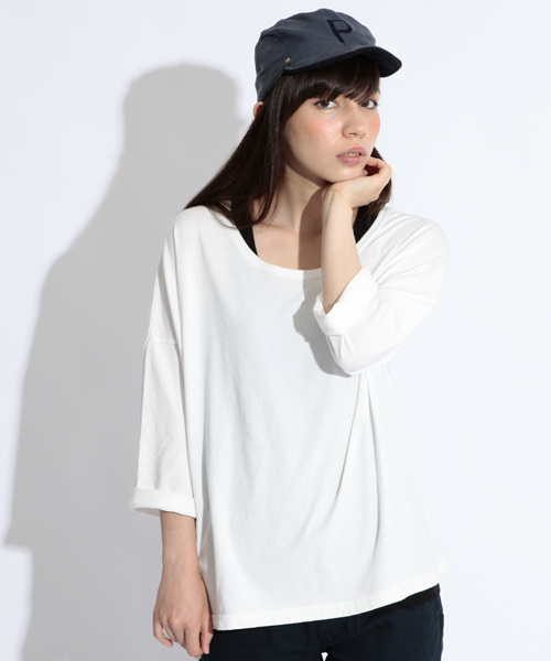 BEAMS BOY（ビームスボーイ）の「○BEAMS BOY / ドロップショルダー Uネック7分袖（Tシャツ/カットソー・レディース・ホワイト/トップグレー/ブラック/ブルー系その他/ライトピンク・ONE SIZE）」の2枚目の写真