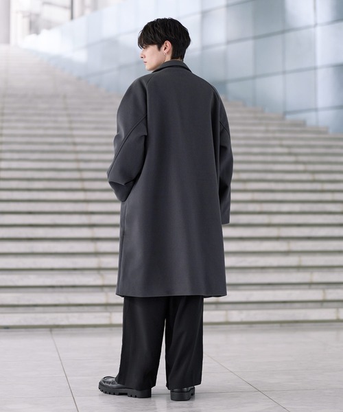 セール】ビッグシルエットウールタッチ比翼ステンカラーコート（ステン