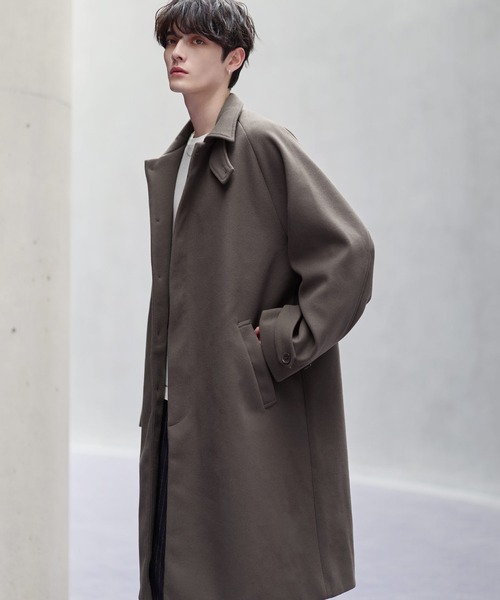 セール】ビッグシルエットウールタッチ比翼ステンカラーコート（ステン