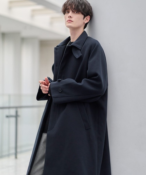 ビッグシルエットウールタッチ比翼ステンカラーコート（ステン