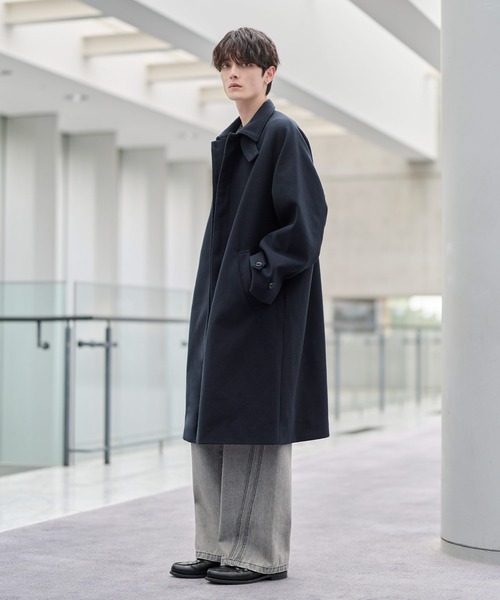 極美品✨シップス ロロピアーナ ステンカラーコート 比翼 グレー ベルト無 LL J.PRESS ステンカラーコート コート ロロピアーナストーム