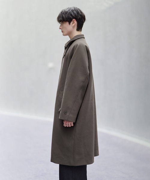 美品♡HERNO モヘヤウール シャギー 比翼ステンカラーコート 厚手生地 ビッグシルエットウールタッチ比翼ステンカラーコート（ステンカラー
