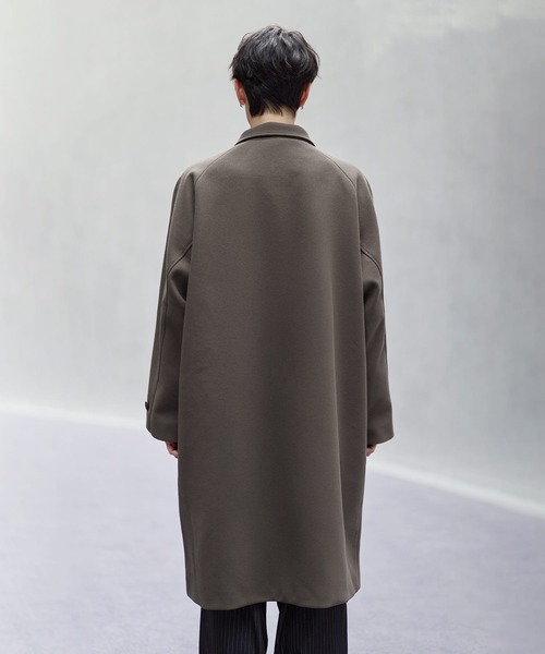 ゼニア　コート　(アルパカ　ビッグシルエット) ビッグシルエットウールタッチ比翼ステンカラーコート（ステンカラー