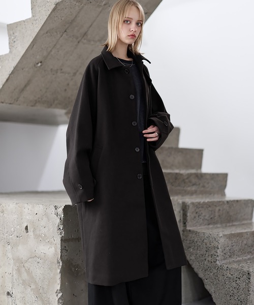 セール】ビッグシルエットウールタッチ比翼ステンカラーコート(ステン セール】ビッグシルエットウールタッチ比翼ステンカラーコート(ステン