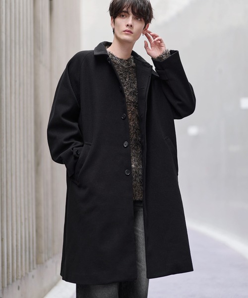 セール】ビッグシルエットウールタッチ比翼ステンカラーコート（ステン