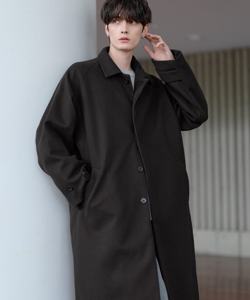 セール】ビッグシルエットウールタッチ比翼ステンカラーコート（ステン
