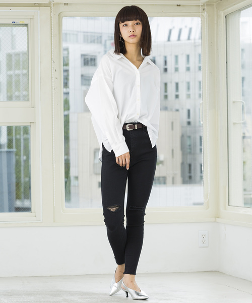 WEGO（ウィゴー）の「WEGO/スーパーフィットハイライズスラッシュスキニーパンツ（デニムパンツ・レディース・ブラック/ブルー系その他2/ブルー系その他/インディゴブルー・MEDIUM/SMALL/LARGE）」の9枚目の写真