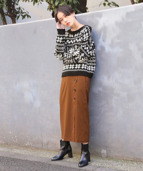 LOWRYS FARM（ローリーズファーム）の「サイドボタンタイトスカート　814749（スカート・レディース・ブラック/パープル/ブラウン/アイボリー/グレー・MEDIUM/LARGE）」の18枚目の写真