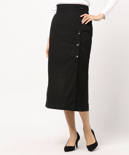 LOWRYS FARM（ローリーズファーム）の「サイドボタンタイトスカート　814749（スカート・レディース・ブラック/パープル/ブラウン/アイボリー/グレー・MEDIUM/LARGE）」の2枚目の写真