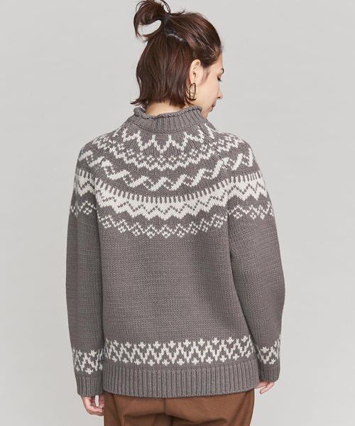 BEAUTY&YOUTH UNITED ARROWS（ビューティーアンドユースユナイテッドアローズ）の「BY ウールアクリル ノルディックハイネックニット（ニット/セーター・レディース・ブラック/モカ・FREE）」の6枚目の写真