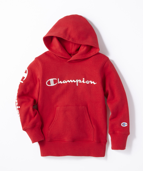 Champion(チャンピオン)の「【Champion】スクリプトソデロゴスウェットパーカー(パーカー・キッズ・ネイビー/オフホワイト/レッド・100/110/120/130/140)」の3枚目の写真