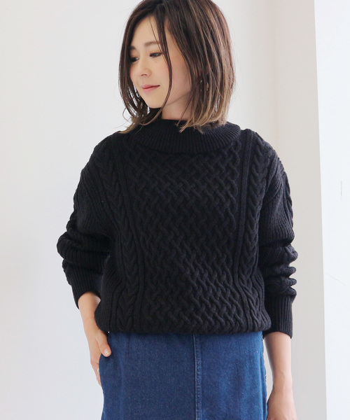 AMERICAN HOLIC（アメリカンホリック）の「ハイネックローゲージニットプルオーバー（ニット/セーター・レディース・ブラック/レッド/アイボリー/マスタード/モカ/グレー系その他・FREE）」の3枚目の写真