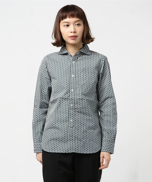 BEAMS BOY（ビームスボーイ）の「BEAMS BOY / 小紋 カッタウェイ シャツ（シャツ/ブラウス・レディース・ホワイト/ネイビー・ONE SIZE）」の6枚目の写真