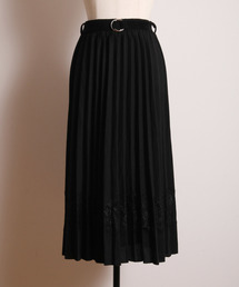 ベルト付きレース×プリーツスカート