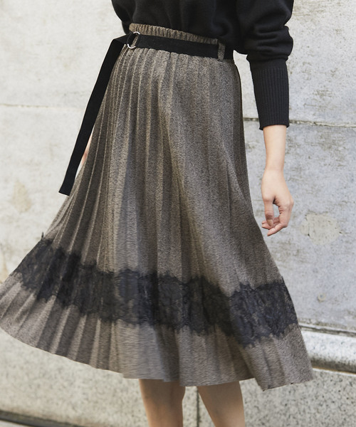 Cookie Chocolate(クッキーチョコレート)の「ベルト付きレース×プリーツスカート(スカート・レディース・ブラック/ブラウン系その他・FREE)」の10枚目の写真