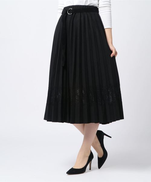 Cookie Chocolate(クッキーチョコレート)の「ベルト付きレース×プリーツスカート(スカート・レディース・ブラック/ブラウン系その他・FREE)」の6枚目の写真