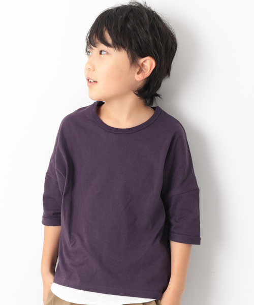 devirock（デビロック）の「ゆるっとTシャツ（Tシャツ/カットソー・キッズ・パープル/ブルーグレー/スモークピンク/ホワイト/ブラック/レッド系その他/グリーン系その他/ダークパープル/ラベンダー/キャメル/イエロー系その他/モカ/ベージュ・80ｃｍ/120cm/110cm/150cm/100cm/90cm/140cm/130cm/160cm）」の8枚目の写真