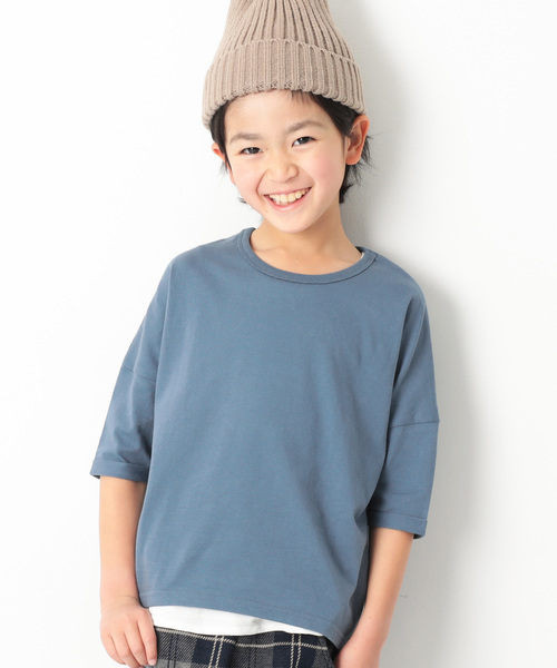 devirock（デビロック）の「ゆるっとTシャツ（Tシャツ/カットソー・キッズ・パープル/ブルーグレー/スモークピンク/ホワイト/ブラック/レッド系その他/グリーン系その他/ダークパープル/ラベンダー/キャメル/イエロー系その他/モカ/ベージュ・80ｃｍ/120cm/110cm/150cm/100cm/90cm/140cm/130cm/160cm）」の4枚目の写真