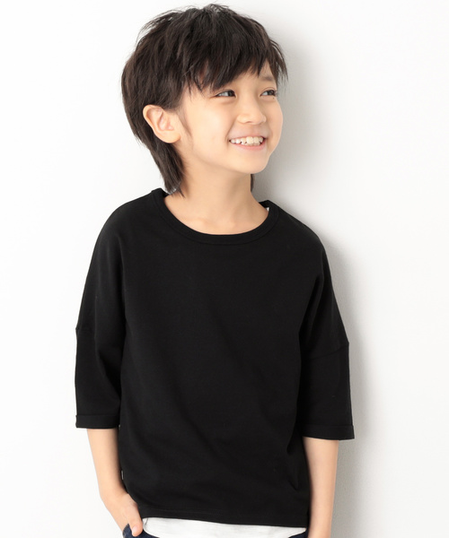 devirock（デビロック）の「ゆるっとTシャツ（Tシャツ/カットソー・キッズ・パープル/ブルーグレー/スモークピンク/ホワイト/ブラック/レッド系その他/グリーン系その他/ダークパープル/ラベンダー/キャメル/イエロー系その他/モカ/ベージュ・80ｃｍ/120cm/110cm/150cm/100cm/90cm/140cm/130cm/160cm）」の3枚目の写真