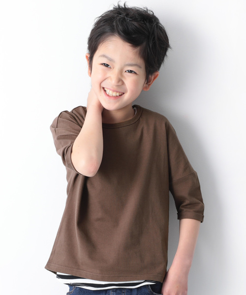 devirock（デビロック）の「ゆるっとTシャツ（Tシャツ/カットソー・キッズ・パープル/ブルーグレー/スモークピンク/ホワイト/ブラック/レッド系その他/グリーン系その他/ダークパープル/ラベンダー/キャメル/イエロー系その他/モカ/ベージュ・80ｃｍ/120cm/110cm/150cm/100cm/90cm/140cm/130cm/160cm）」の5枚目の写真