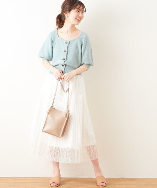 natural couture（ナチュラルクチュール）の「ヴィンテージ風レースプリーツスカート（スカート・レディース・ブラック/オフホワイト/ミント・FREE）」の14枚目の写真