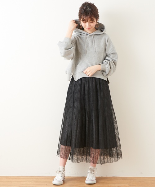 natural couture（ナチュラルクチュール）の「ヴィンテージ風レースプリーツスカート（スカート・レディース・ブラック/オフホワイト/ミント・FREE）」の12枚目の写真