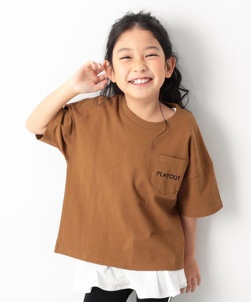 devirock（デビロック）の「ロゴ刺繍BIGシルエットTシャツ（Tシャツ/カットソー・キッズ・パープル/ブラック/オフホワイト/グリーン系その他/キャメル/イエロー系その他/ホワイト/ネイビー/ベージュ/モカ・100cm/110cm/120cm/130cm/140cm/150cm/160cm）」の9枚目の写真