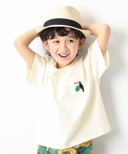 devirock（デビロック）の「ロゴ刺繍BIGシルエットTシャツ（Tシャツ/カットソー・キッズ・パープル/ブラック/オフホワイト/グリーン系その他/キャメル/イエロー系その他/ホワイト/ネイビー/ベージュ/モカ・100cm/110cm/120cm/130cm/140cm/150cm/160cm）」の3枚目の写真