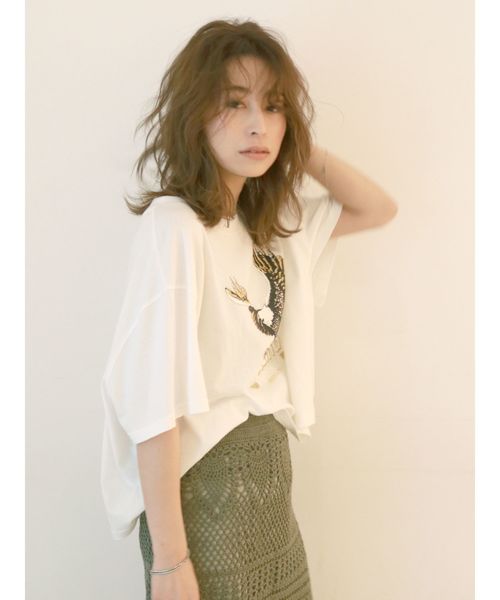 Ungrid（アングリッド）の「イーグルプリントショートTee（Tシャツ/カットソー・レディース・チャコールグレー/オフホワイト・FREE）」の8枚目の写真