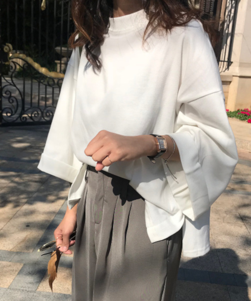 chuclla(チュクラ)の「【chuclla】サイドスリット カットソー chw714(Tシャツ/カットソー・レディース・ホワイト/ピンク/ダークグレー/キャメル・FREE)」の2枚目の写真