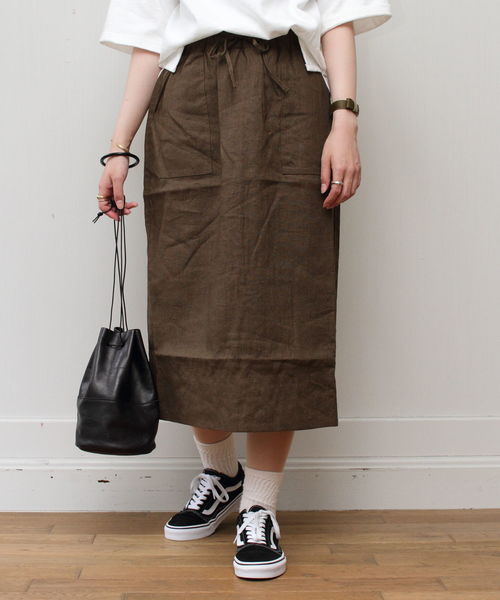 Brocante（ブロカント）の「BROCANTE/ブロカント　トラペーズスカート　37-151（スカート・レディース・ネイビー/オリーブ・2）」の2枚目の写真