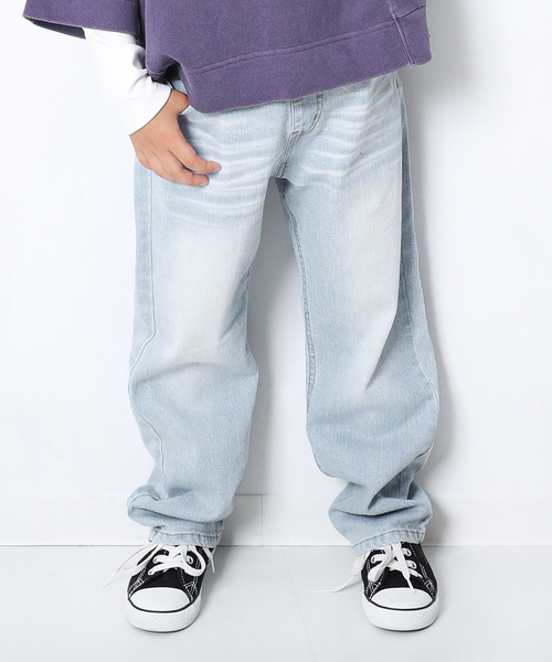 devirock(デビロック)の「ハイウエストストレートデニム(デニムパンツ・キッズ・ワンウォッシュ/ブルー系その他/サックスブルー/ネイビー・140cm/150cm/160cm/110cm/100cm/120cm/130cm)」の3枚目の写真