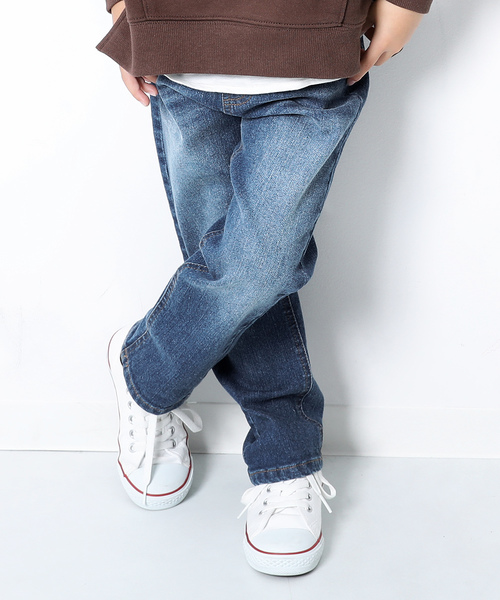 devirock(デビロック)の「ハイウエストストレートデニム(デニムパンツ・キッズ・ワンウォッシュ/ブルー系その他/サックスブルー/ネイビー・140cm/150cm/160cm/110cm/100cm/120cm/130cm)」の2枚目の写真