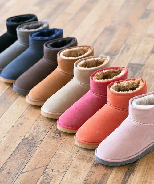 mooimooi（モーイモーイ）の「ショート ムートンブーツ（ブーツ・レディース・キャメル/スモークピンク/オレンジ/ネイビー/ピンク/ベージュ/ブラック/ダークブラウン/チャコールグレー・S/M/L/LL/3L/4L）」の12枚目の写真